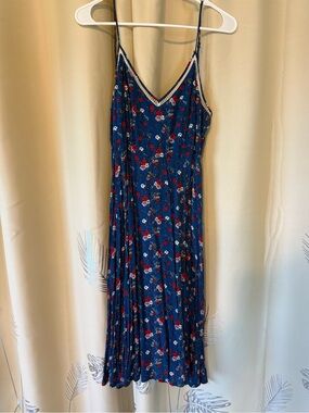 Lulu's Blue Floral Slip Midi Dress with Delicate Floral Accents